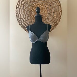 Ellen Tracy Charcoal Blue Lace Bra